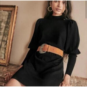 SEZANE Black merino wool Abby sweater dress sz XS